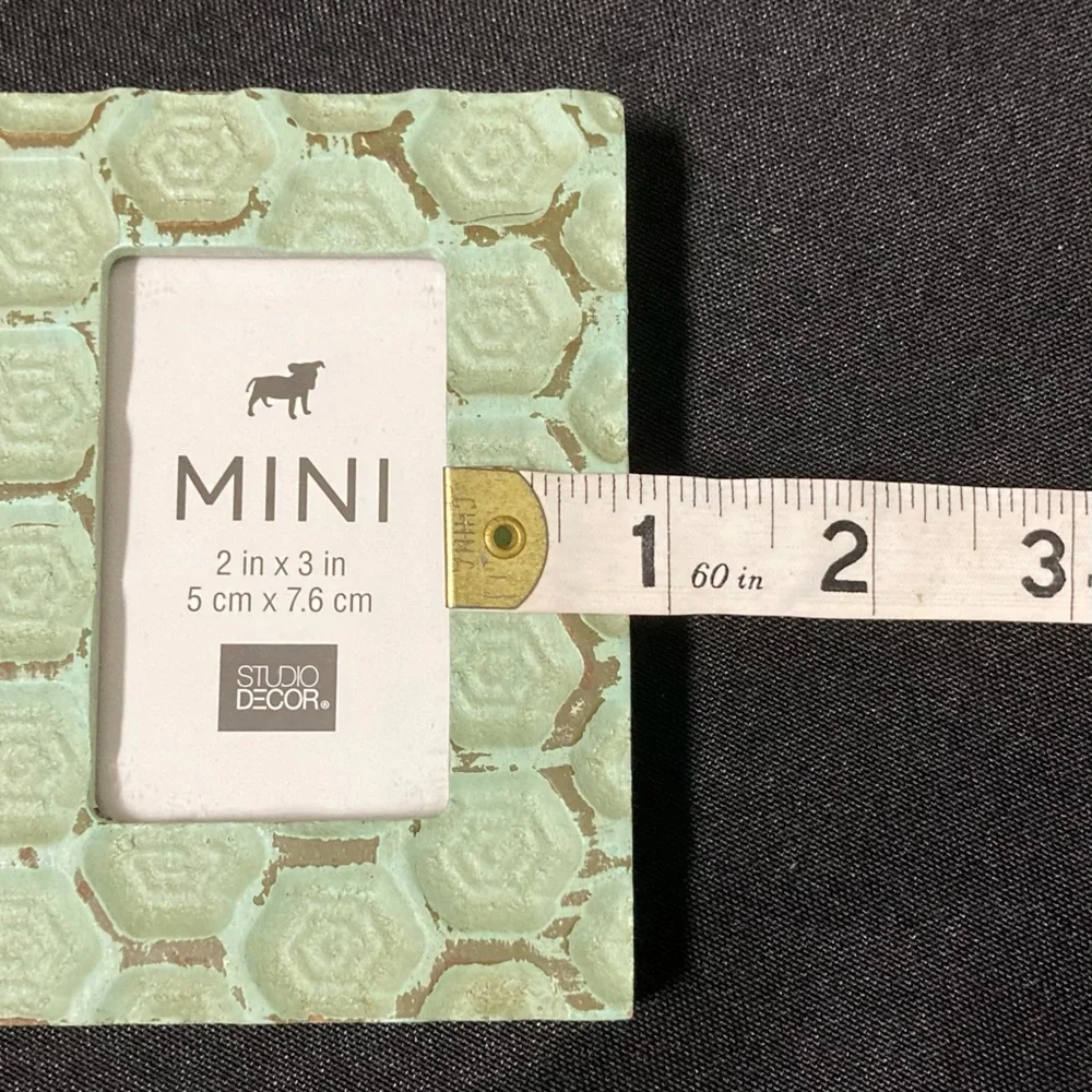 Studio Decor Mint Green Distressed Easel Back Mini 2” x 3” Picture Frame